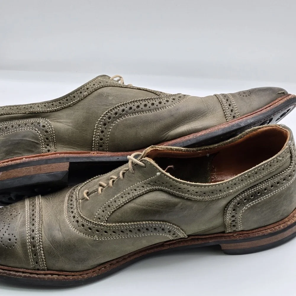 Allen Edmonds Mens 15 Olive Green Cap Toe Brogue Oxford Dress Shoes Dainite USA